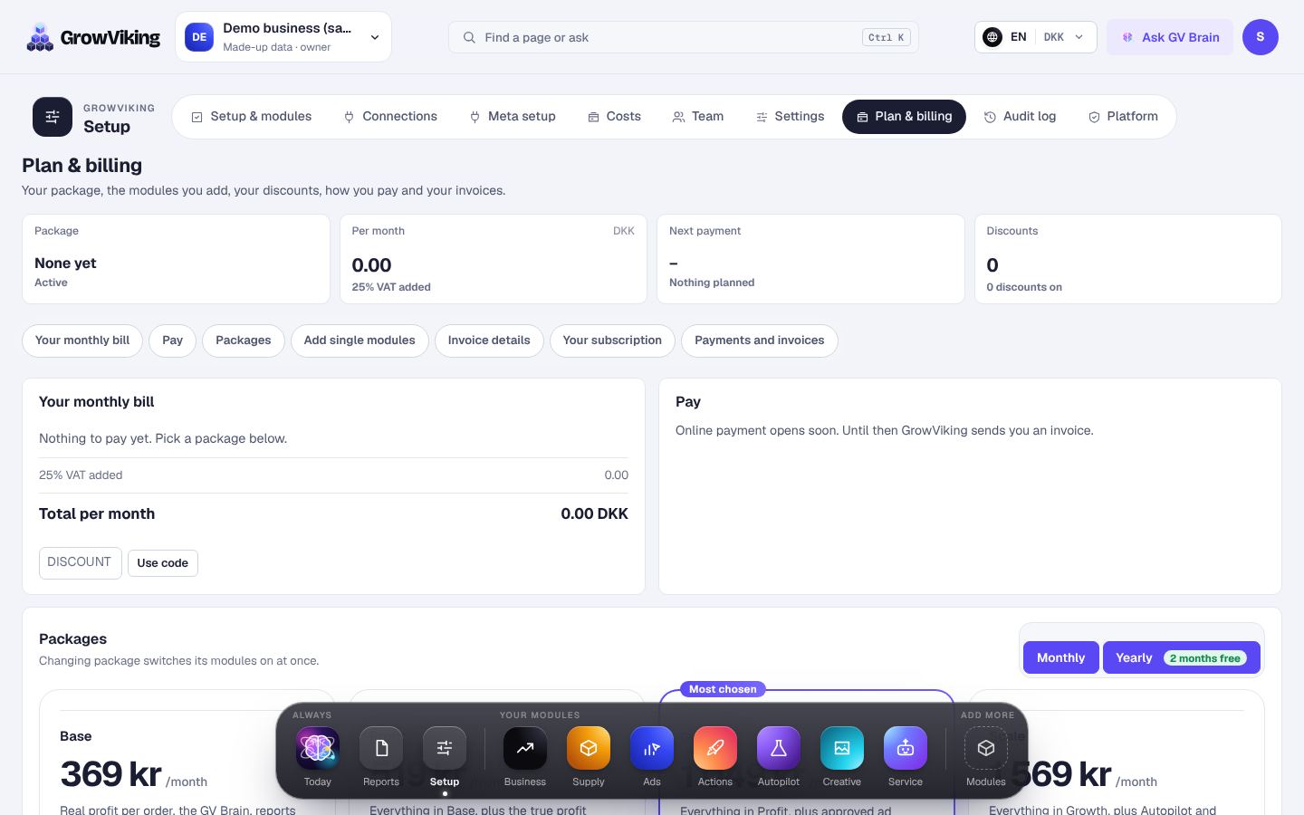 Packages and the free trial