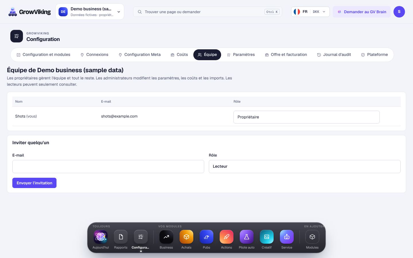 Inviter votre équipe